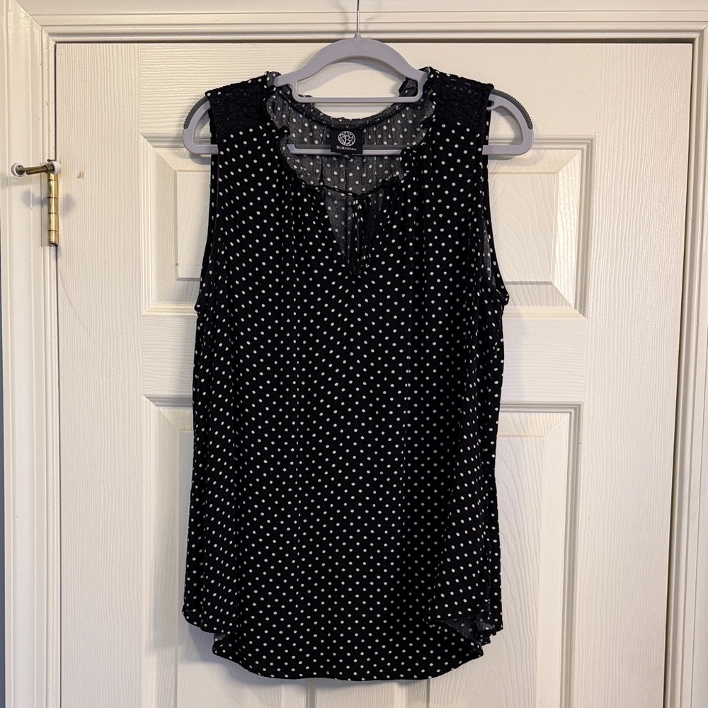 Bobeau Black and White Polka Dot Top